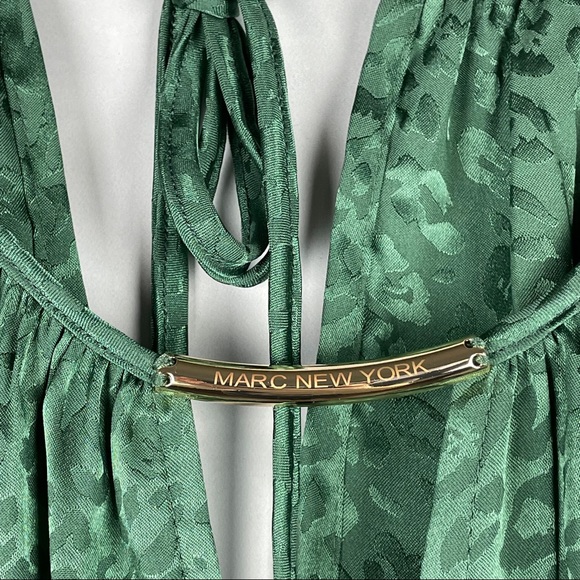 NWT Bloomingdale's Andrew Marc Satin Leopard Blouson Wide Leg Jumpsuit Boho L - Picture 4 of 9